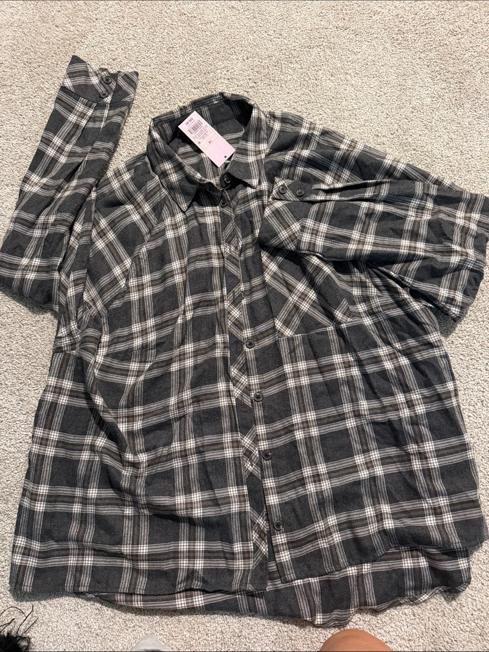Target Olive Green  Plaid Button-Up Shirt - Classic Casual